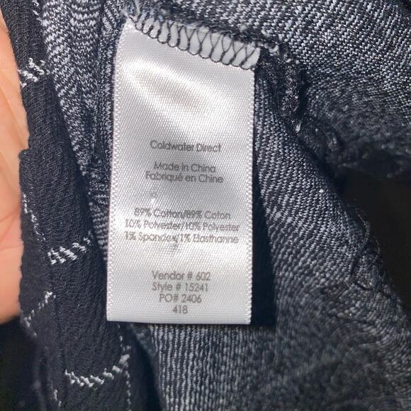 Coldwater Creek Black Windowpane Check Jacquard Knit Pocket Top Size Large - Picture 6 of 6